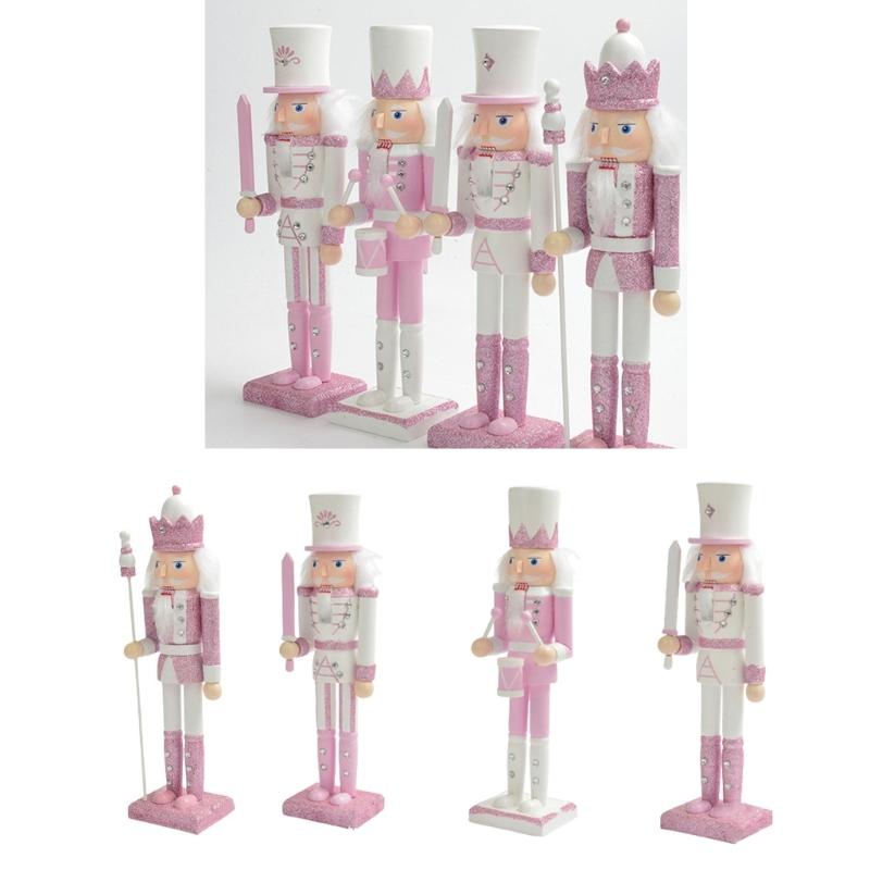 Pink King Wood Walnut Cracker Puppet Soldier Christmas Decoration forXmas Decor NewYear Gift
