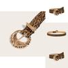Tiger Print Womens Fashion Leather Belt With Faux Pu Material And Gold Buckle For Casual Wear