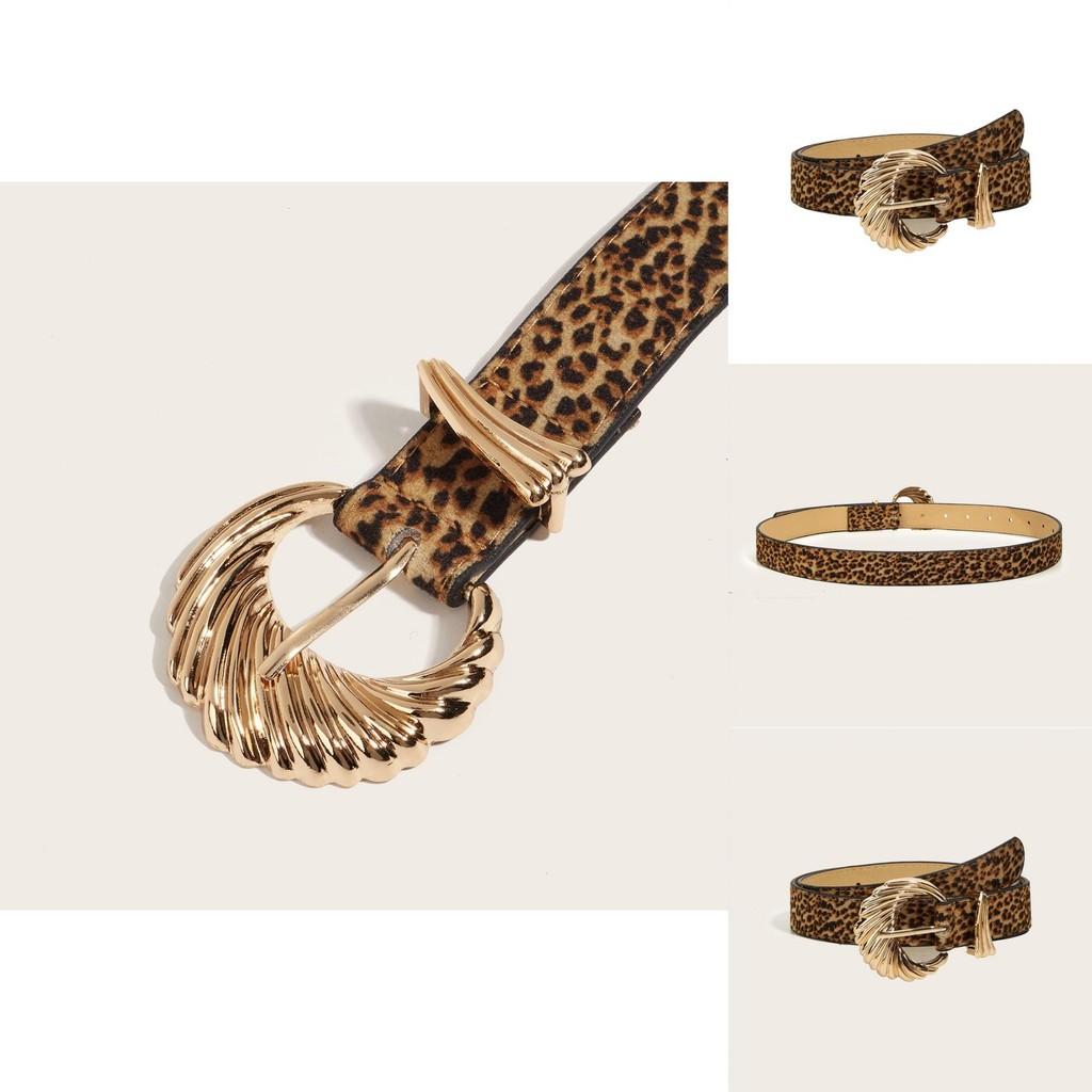 Tiger Print Womens Fashion Leather Belt With Faux Pu Material And Gold Buckle For Casual Wear