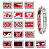 Modisches Personalisierbares DIY Rote Farbe Italienisches Charm-Armband Blume Katze Auto Herz Ziffer 9 Perle 9mm Armband Edelstahl Schmuck
