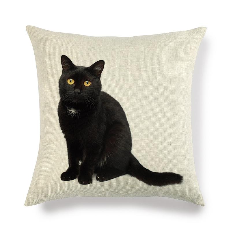 Simple Style Cute Cat Digital Printing Short Plush Pillow Covers Decorative For Car Sofa Office Cushion Cover Home Goods 60X60Cm
