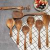 Teak Non-Stick Long-Handle Solid Wood Pan and Acacia Wood Kitchenware Set