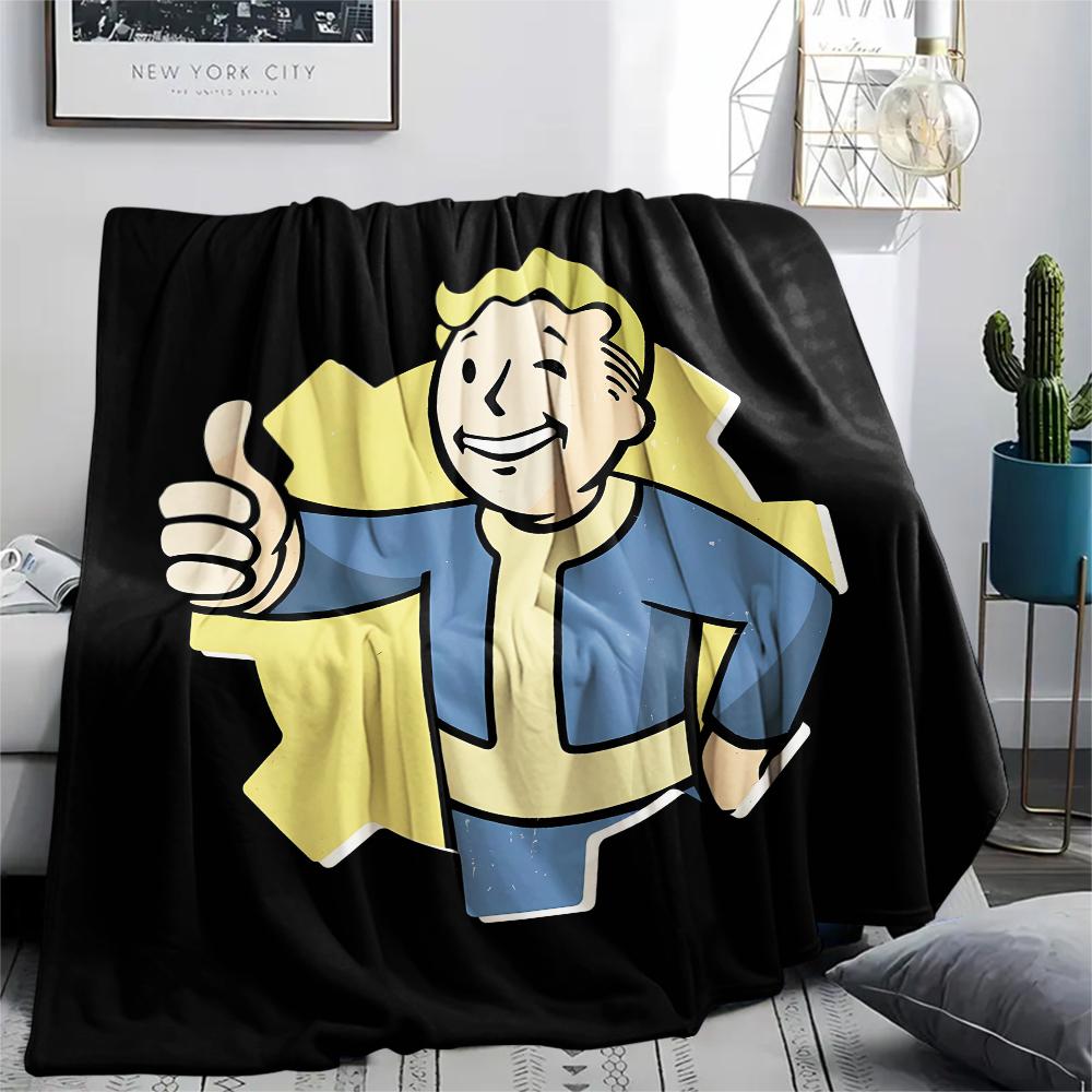 1PC Fallout Print Flannel Blanket, High quality All Seasons, Home Decor, Warmth and Comfort, Perfect for Christmas Gifts