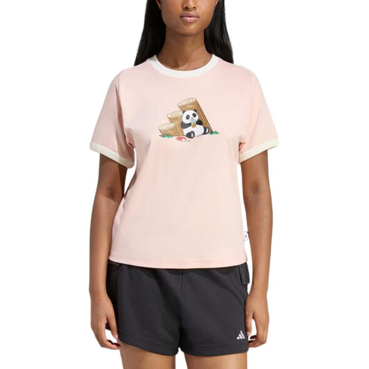 Adidas T Shirts Women's Pink Crew Neck Moderate KB7213