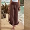 Women's Color Elastic Waist Slim Casual Pants Loose Pant Length