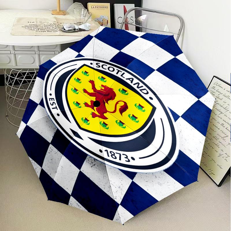 Ombrello Pieghevole Scozia Emblema Leone Rampante, Ombrello Automatico 8 Stecche per Viaggio, Campeggio Uso Regalo per Halloween Natale