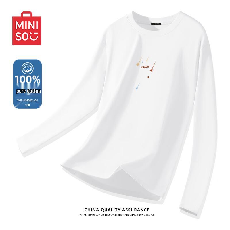 MINISO Youth Cotton Long-Sleeve Crew Neck T-Shirt