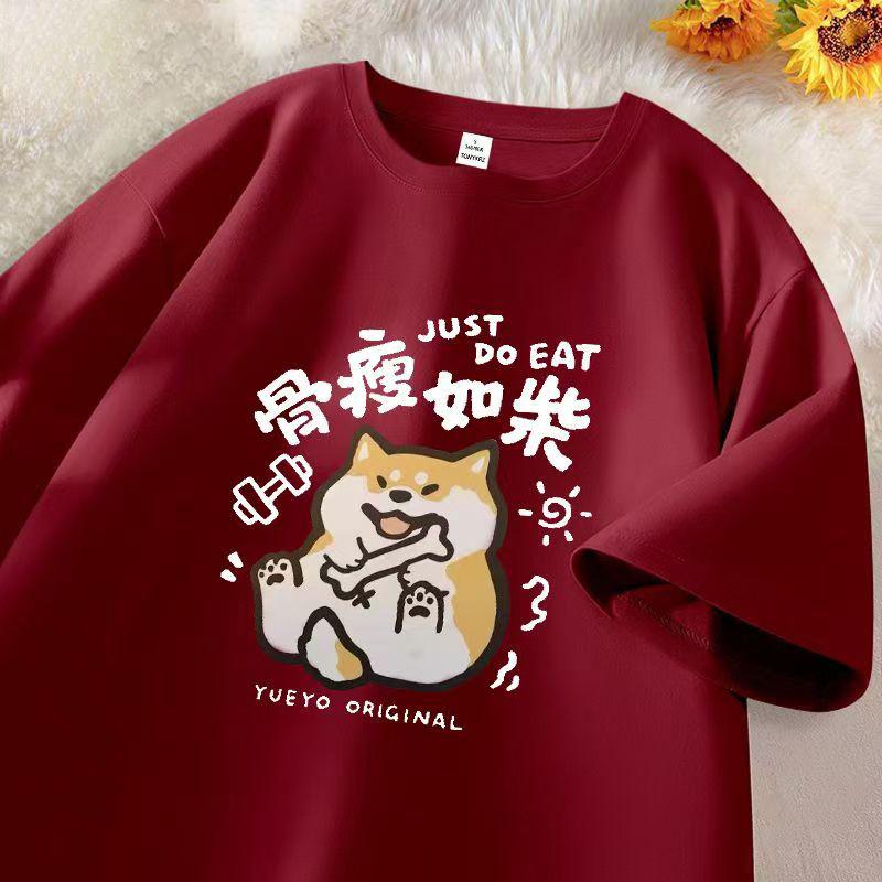 Cotton Round Neck Short Sleeve T-shirt Women's Spring and Fall Printing Loose T-shirt