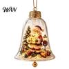 Miniature Holiday Scene Hanging Balls 3D Christmas Bell Ornament, Winter Clear Decoration with Santa Festive Window Shelf Decorations Snowman Reindeer