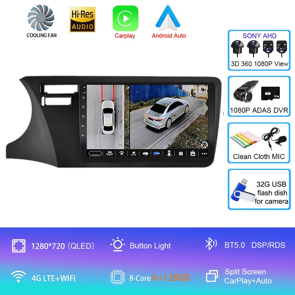 For Fit Honda City 2014 2015 2016 2017 Multimedia Stereo Android 14 Car Radio DVD Video Player Navigation GPS Left Hand Driving