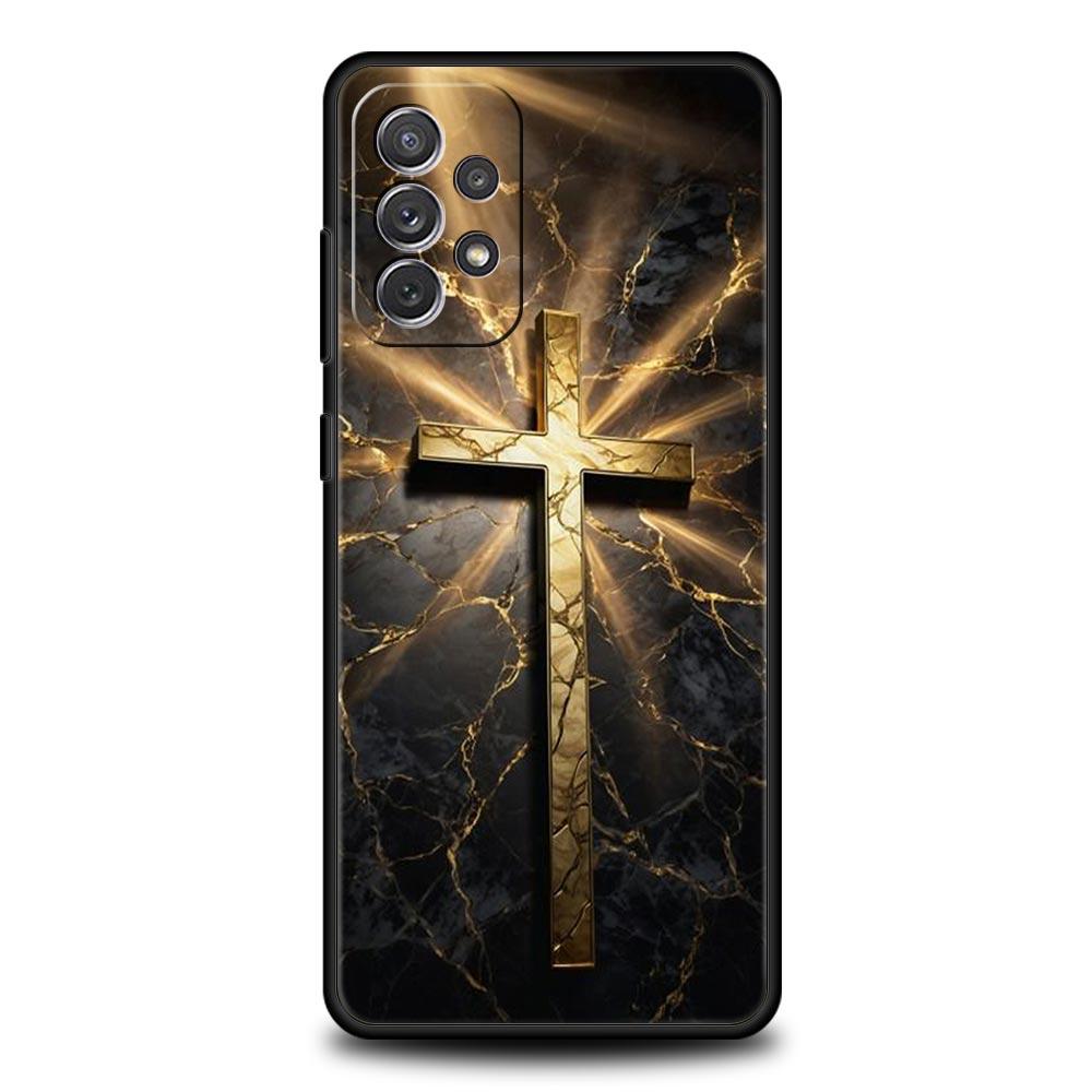 Cross Pattern Element Design Phone Case for Samsung Galaxy A55 A35 A17 A07 A15 A13 A25 A51 A71 A72 A73 A32 A52 A52S A41 Soft TPU