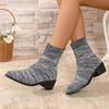 Fashion Shoes for Women 2024 Hot Sale Sleeve Women's Boots Autumn Pointed Toe Mesh Mixed Colors Middle Tube Block Heels Fashion Boots