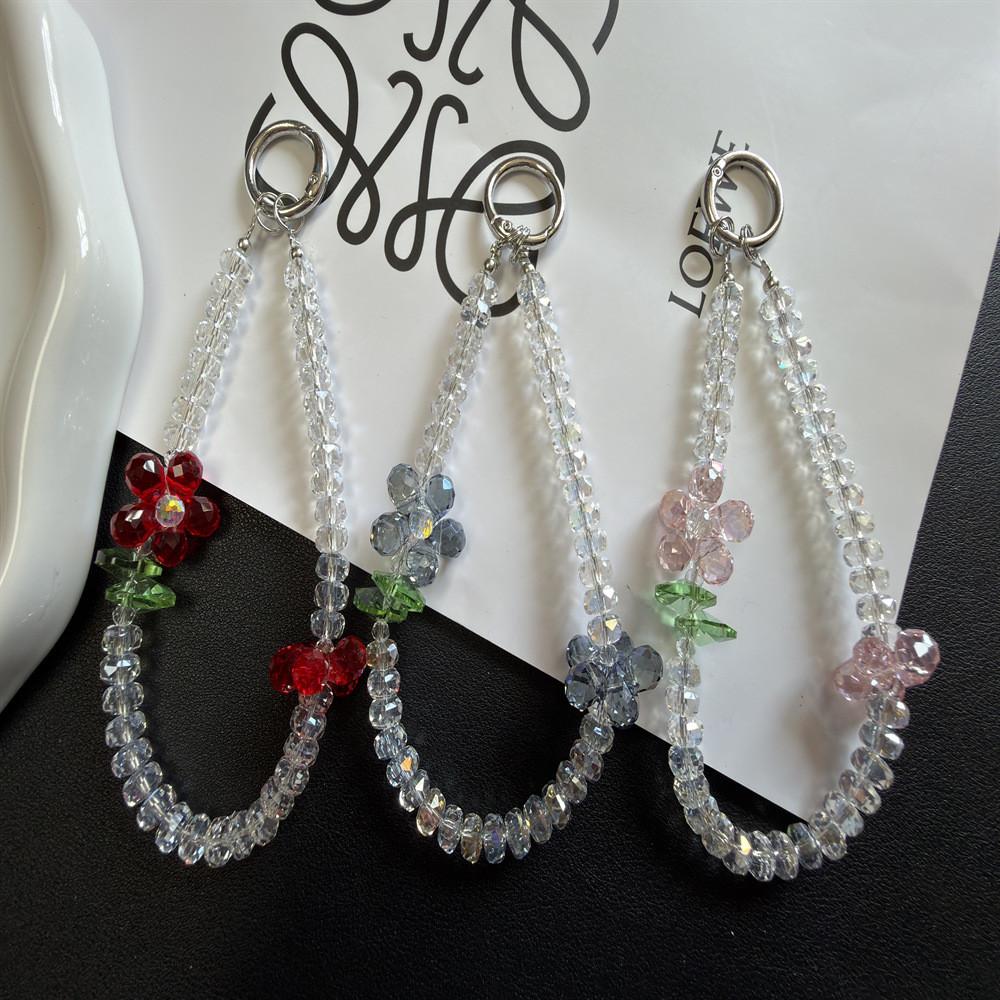 Summer Floral Phone Lanyard With Crystal Wheel For Women And Girls