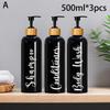 3Pcs Refillable Shampoo Conditioner Body Wash Pump Bottles,Bamboo Lid Plastic Shower Dispenser Set for Bathroom