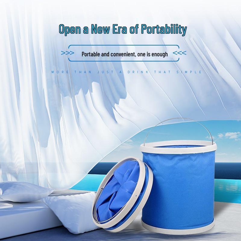 Portable Multi-Purpose Folding Bucket for Car Wash, Fishing, BBQ, and Outdoor Use