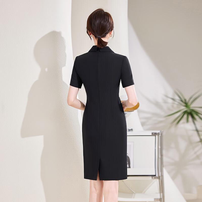 Teluoman Women's Professional Short-Sleeve Uniform Dress