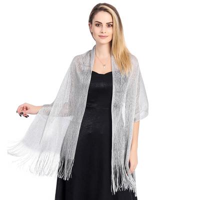 Cross-border Popular Gold and Silver Silk Shawl Flat Scarf Scarf Bridesmaid Dance Wedding Party Evening Dress Shawl Women