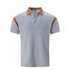 Summer new slim fit polo shirt men's jacquard color blocked collar men's short sleeved shirt