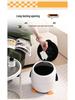 Cartoon Penguin Flip-Top Trash Can with Lid - Cute Style for Living Room or Bedroom
