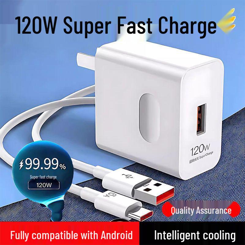 120W Super Fast Charger with Data Cable for Huawei Mate 60/P50/P40, Honor & Nova Phones