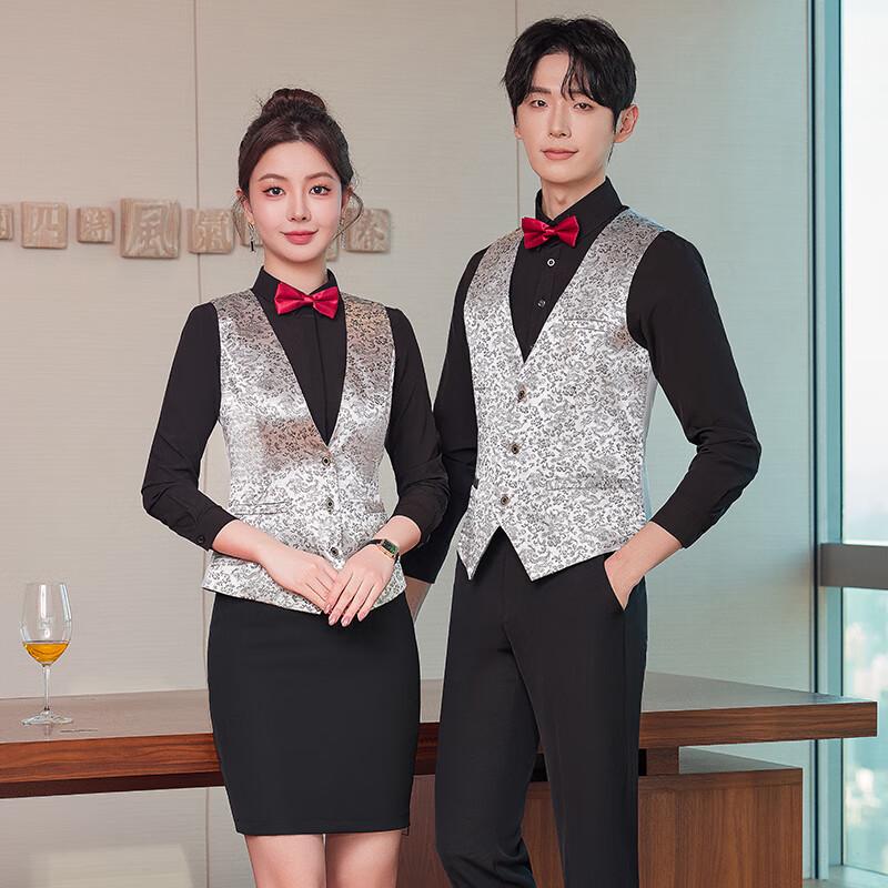 Teloroman Unisex Hospitality Vest Uniform Set M