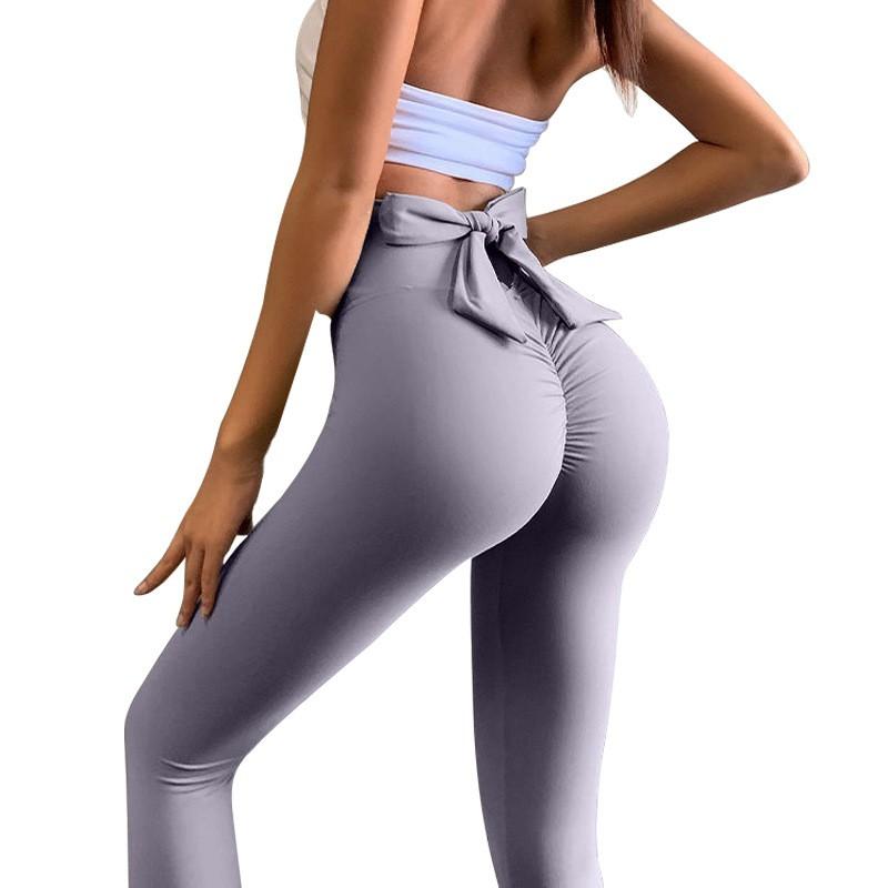 Womens High Waist Yoga Pants Bow Butt Lift Tight Fitness Leggings Quick Dry Sports Activewear