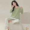 Pajamas With Chest Pads Women'S Pure Cotton Long-Sleeved Round Neck Pullover Loungewear Can Be Worn Outside