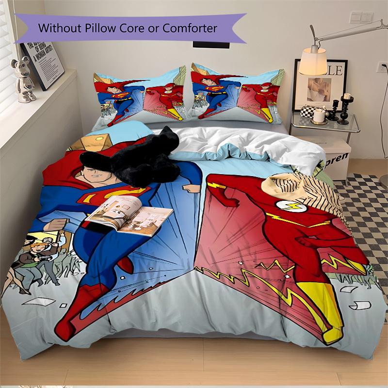 3pcs Superman, Flash Duvet Cover Set, 1 Duvet Cover + 2 Pillowcases (No Insert), High-Definition Print for All Seasons,Durable Yy251103062