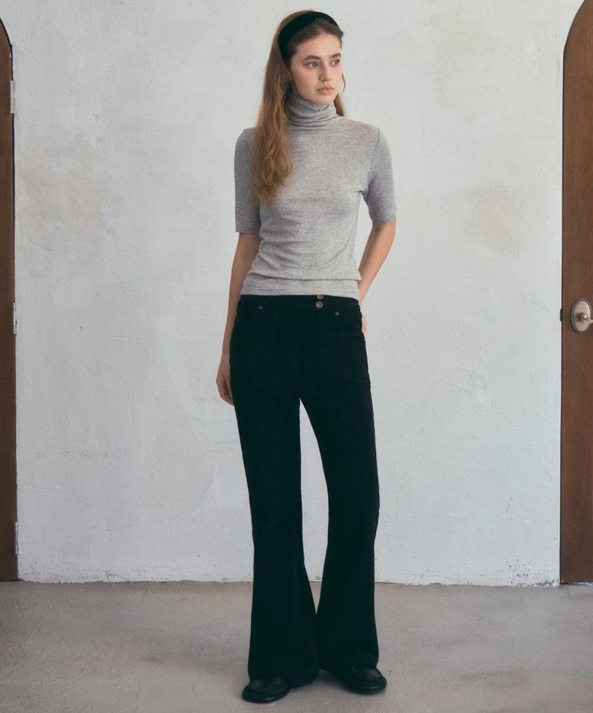 Aueonoseuteljia Dusty Corduroy Slim Bootcut Pants_Black(O25-Pt14)