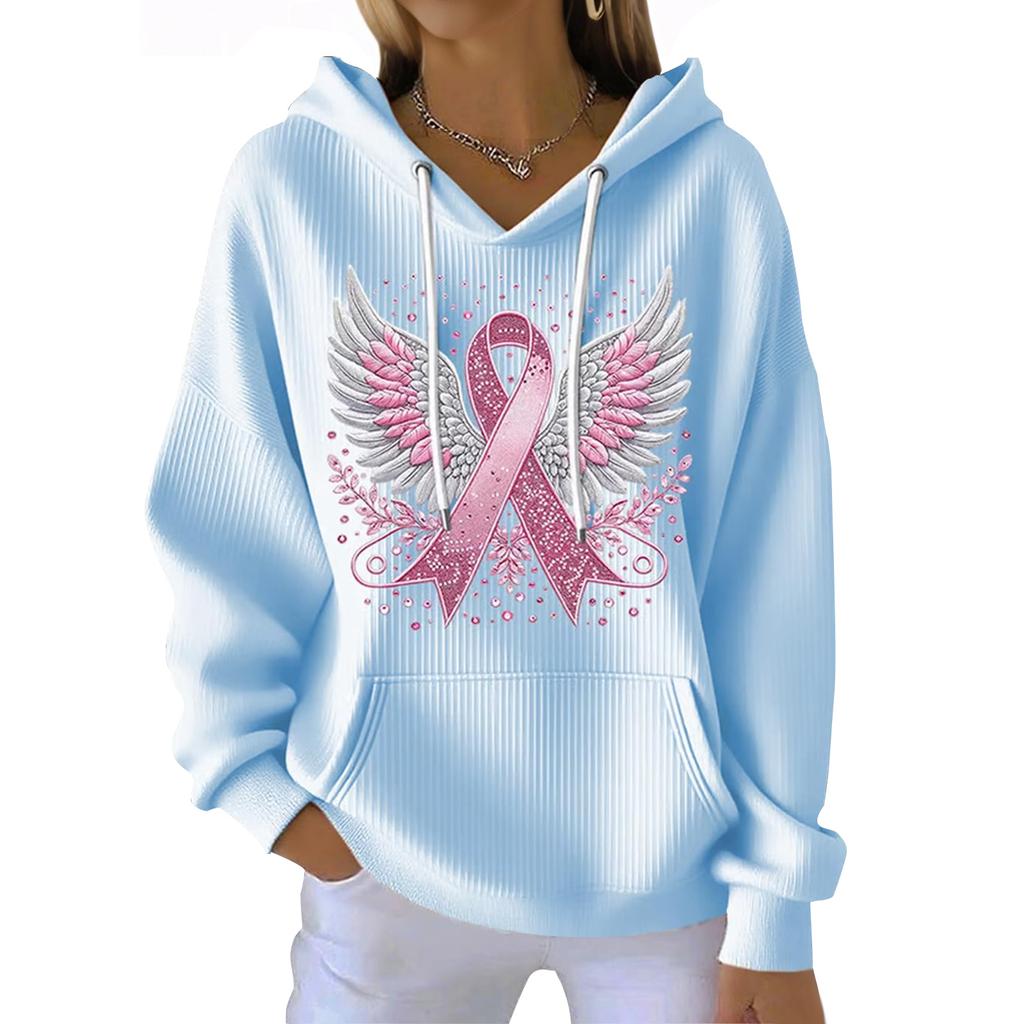 Women's Fashionable Casual Wing-printed Pullover Sporty Long-sleeved Sweatshirt Top