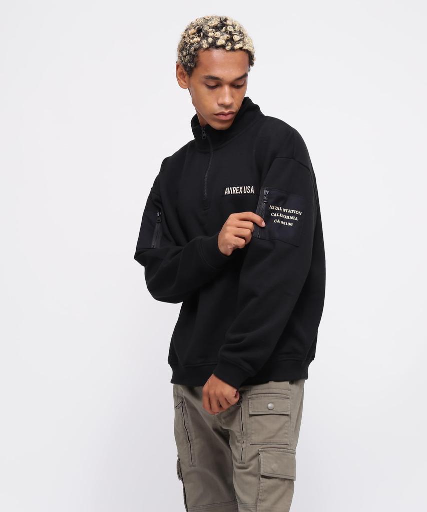 WEB Limited HALF ZIP FATIGUE SWEAT Half Zip Fatigue Sweat L 010 Black [Avirex] Men's 783-4232009