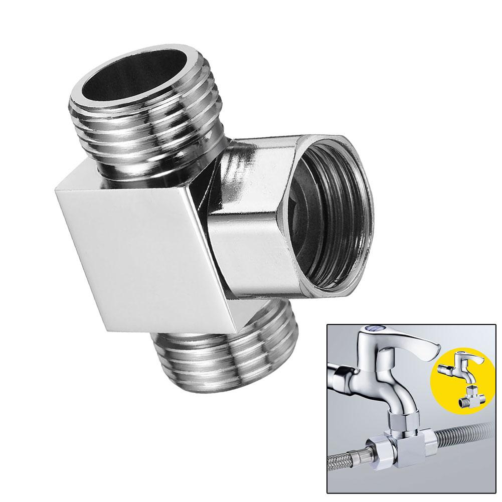 3-Way G1/2 Outlet Shower Diverter Valve T-Adapter Shower Hose Tap Splitter Brass Bathroom Faucet Water Separator Tap Connector