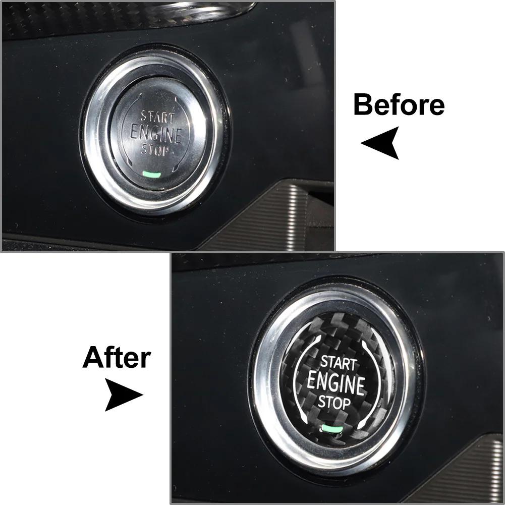 Real Dry Carbon Fiber For Cadillac XT4 XT6 CT5 Corvette C8 GMC Sierra Yukon XL Engine Start Stop Button Trim Decoration Interior