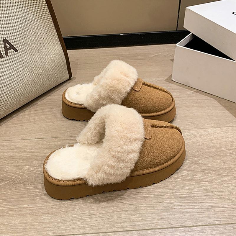 Support Platform Cotton Shoes Women's New Winter Piled and Thickened Indoor Bag Head Cotton Slippers