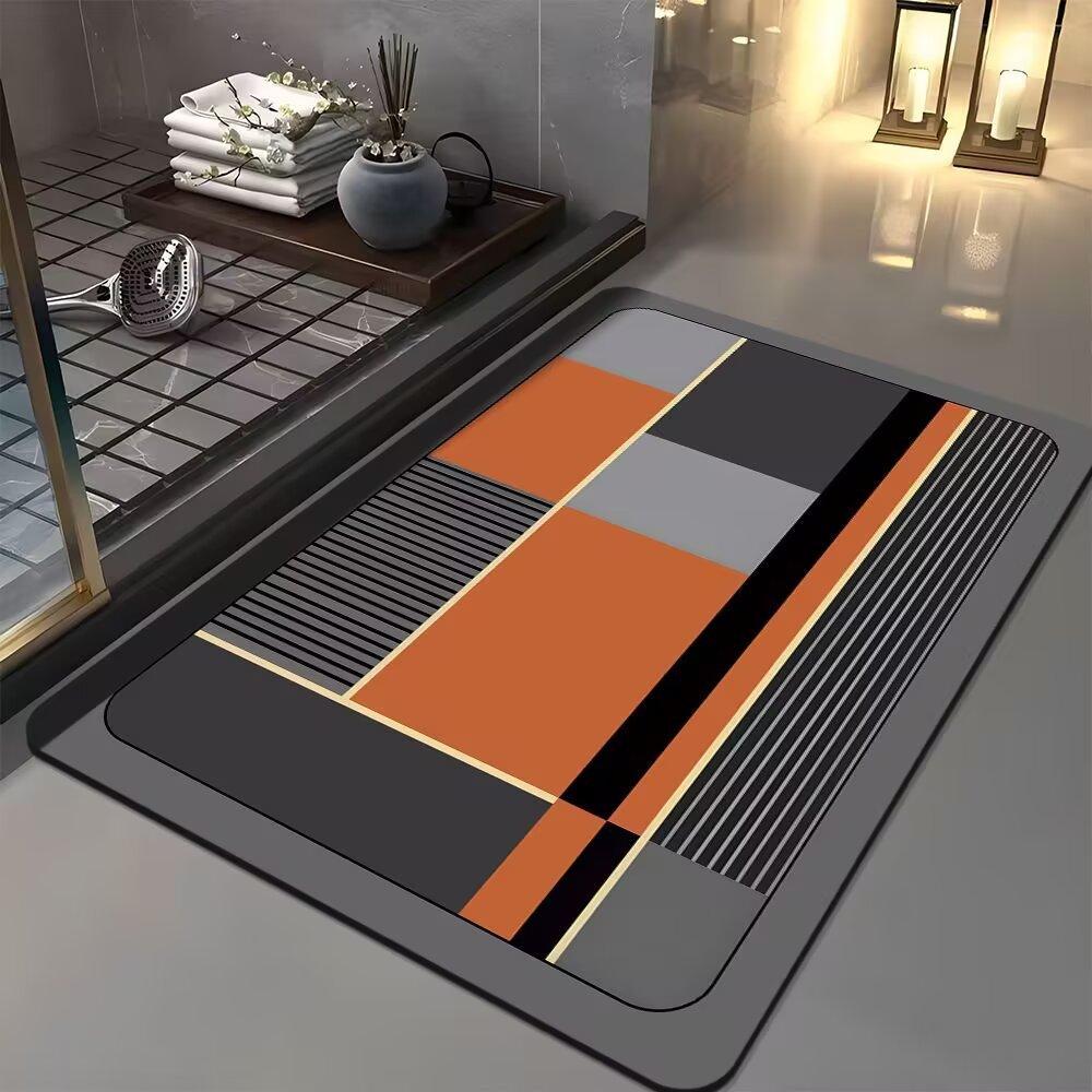 60*90cm Luxury Diatomite Bath Mat - Thick, Absorbent, and Quick-Drying, with A Non-Slip Rubber Base, Suitable for Bathroom Entrances and Entry Doors