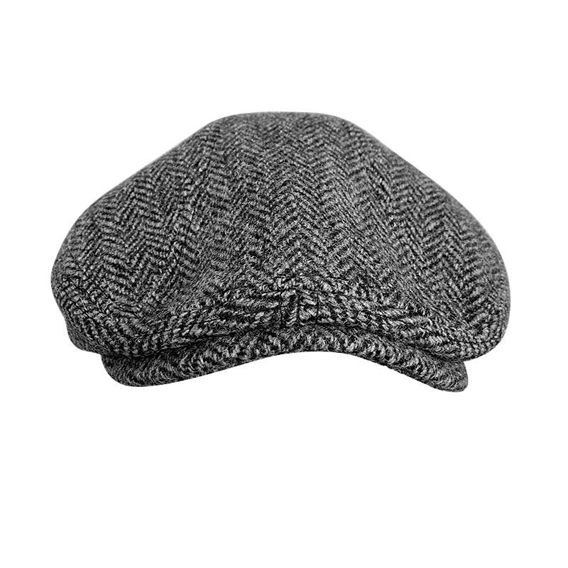 

Men s Winter High Quality Pure Wool Newsboy Hats Herringbone Octagon Cap Women Gatsby Flat Hat BLM318 M 56-58CM серый