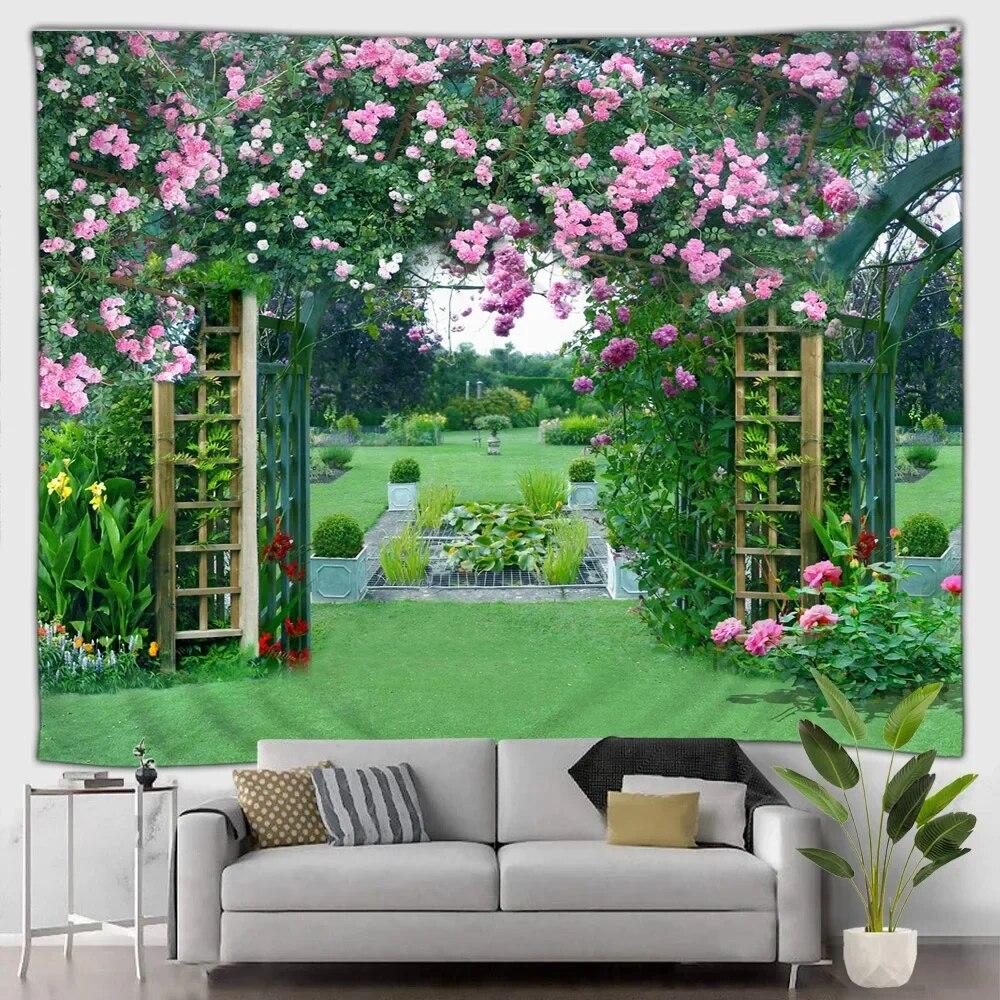 Gobelin leśny wodospad krajobraz zewnętrzny piękny las obraz olejny wiszący na ścianie dekoracyjny koc sztuka salon mural