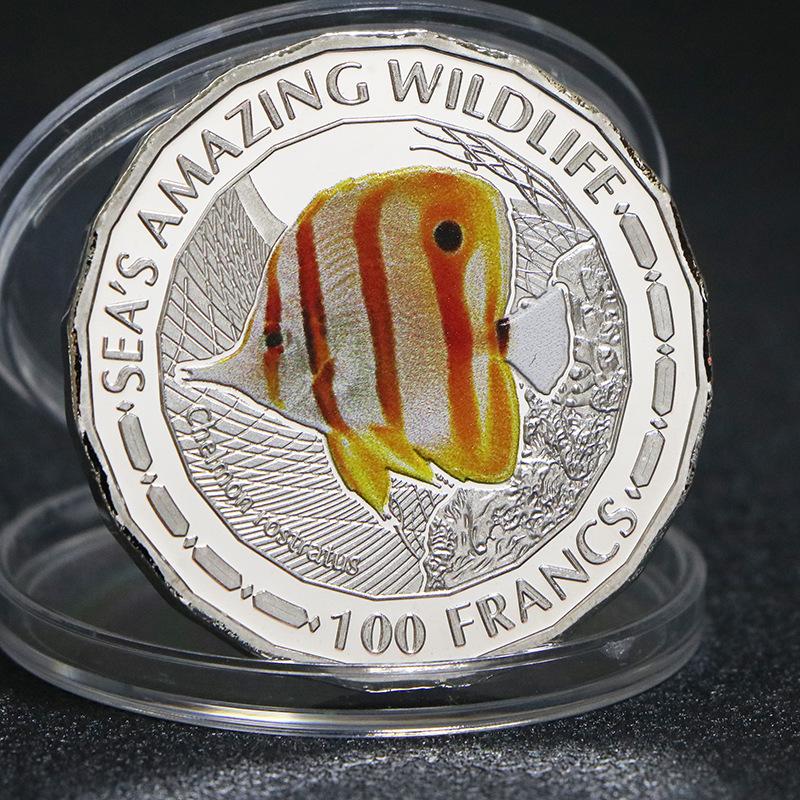 African Tropical Fish Commemorative Coin, Marine Animal Gold and Silver Coins, Clownfish Commemorative Silver Coins, Foreign Currency, Coins