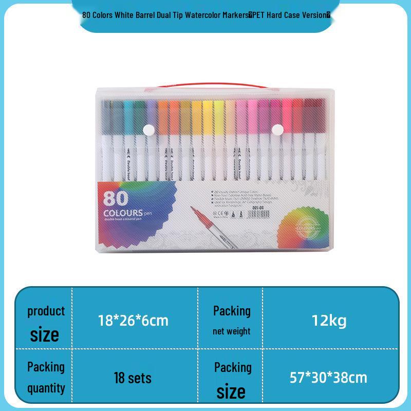 120-Farben Dual-Tip Aquarellstifte auf Wasserbasis für Kinder - PVC-verpackte Fineliner mit weicher Spitze zum Zeichnen & für Anime-Kunst