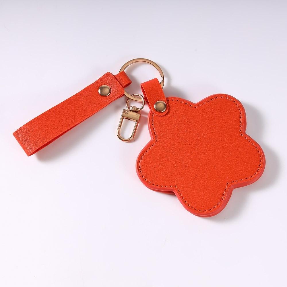Rotate Small Mirror Stars Shape Makeup Mirror PU Leather Colorul Star Keychain  Graduation Gift