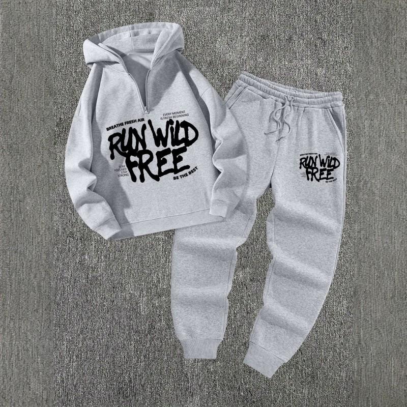 Basic Hoodie - Set Graffiti Print Loose Fit 2-Piece Teen Youth
