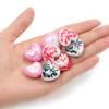 10 pz/borsa 15mm Colore Misto Placcato Stampato Acrilico Rotondo Perline Cuore Bulk Branelli Allentati Del Distanziatore Per La Produzione di Gioielli