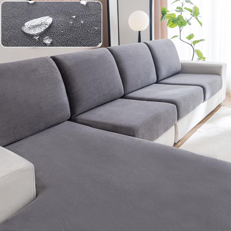 Velvet Sofa Cover 100% Waterproof Couch Cover Adjustable Elastic Sofa Seat Cover Pet Friendly 1 2 3 4 Seat L Sectional