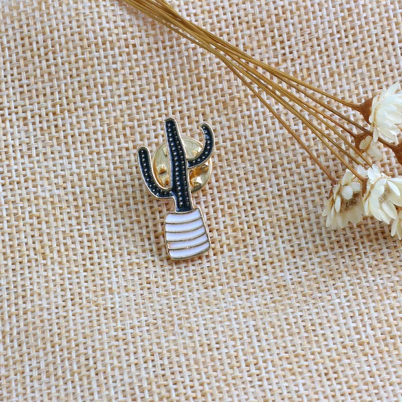Monstera Potted Plant Enamel Pins Cactus Coconut Tree Custom Cute Cartoon Lapel Brooch Bag Jacket Badge Accessories Jewelry Gift