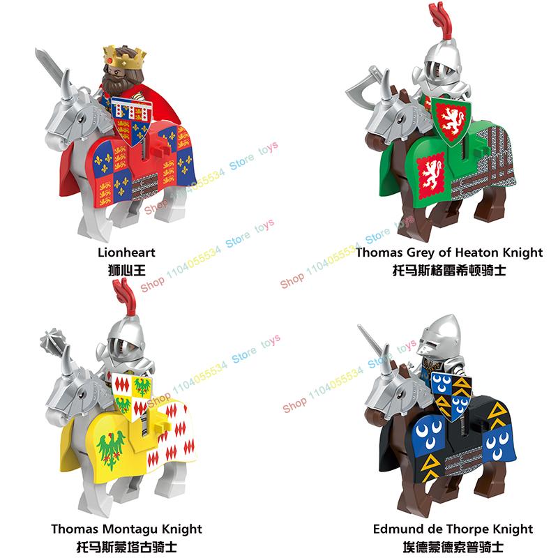 G0181 XG9008 Středověká vojenská zvířata Válečný kůň Rytíři Voják Stavební kostky Akční figurky Sestav scéna Kostky Dětské hračky