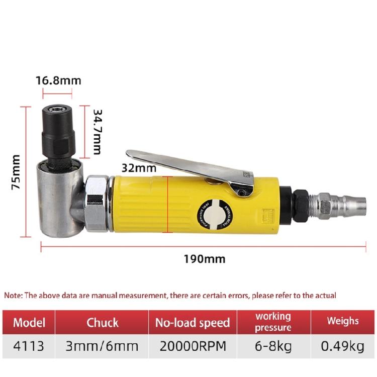 Air Angles Die Grinder 1/4'' Pneumatic Right Pneumatic Grinder Air Powered