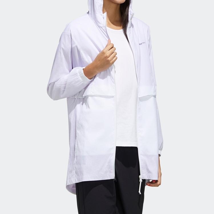 Adidas Neo Solid Color Long Coat Women Coats White FN6432