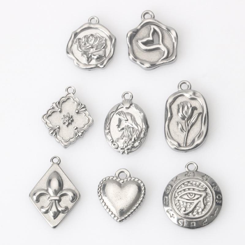

Mermaid Heart Flower Charm Stainless Steel Jewelry Components