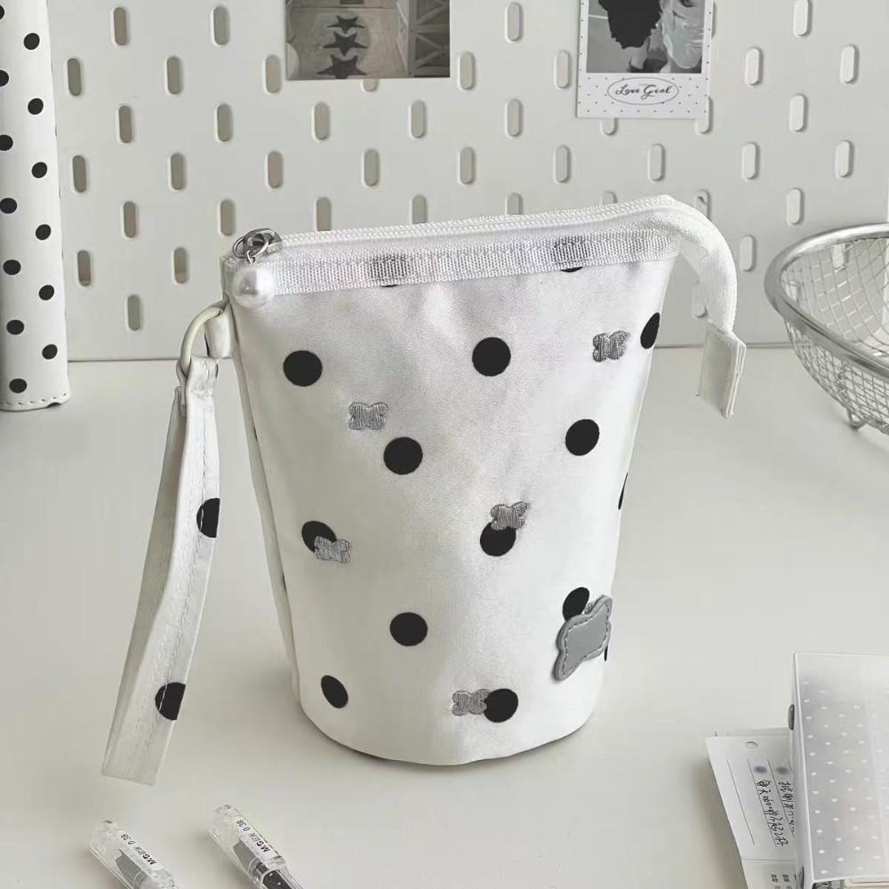 Durable Polka Dot Jewelry Bag Lightweight Large-capacity Black White Makeup Bag Multifunctional Portable Storage Bag Travel Use