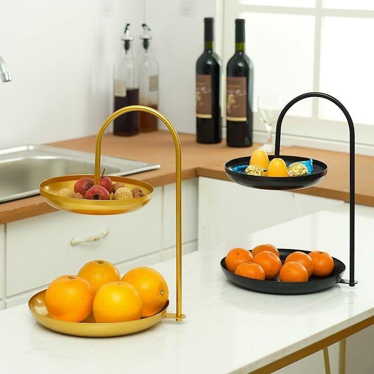 Kreative Doppelplatte Metall Dessertteller Salatteller Obstteller Süßigkeitenteller Geschirr Küchenbedarf